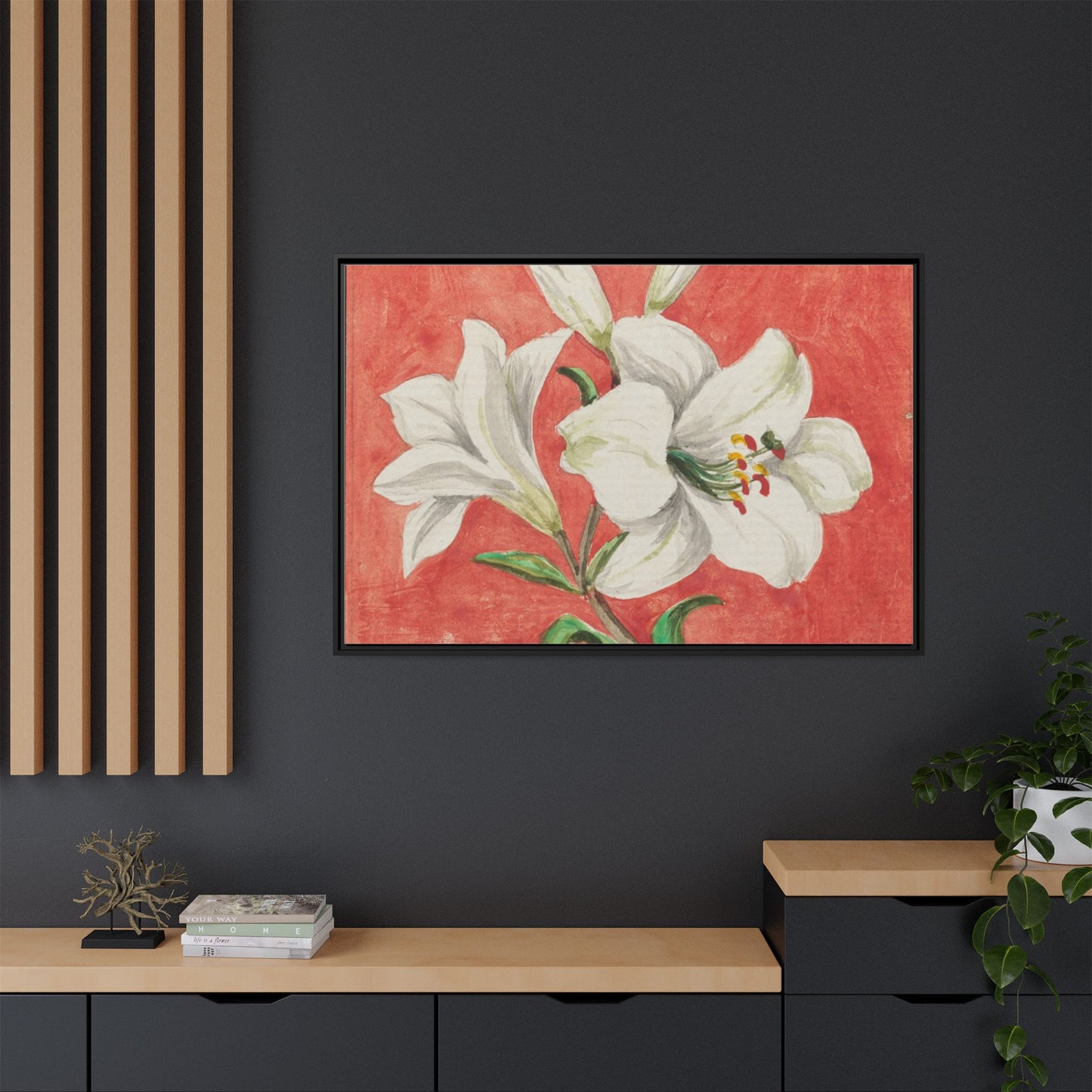 White Lily - Unknown Artist Matte Canvas, Black Frame