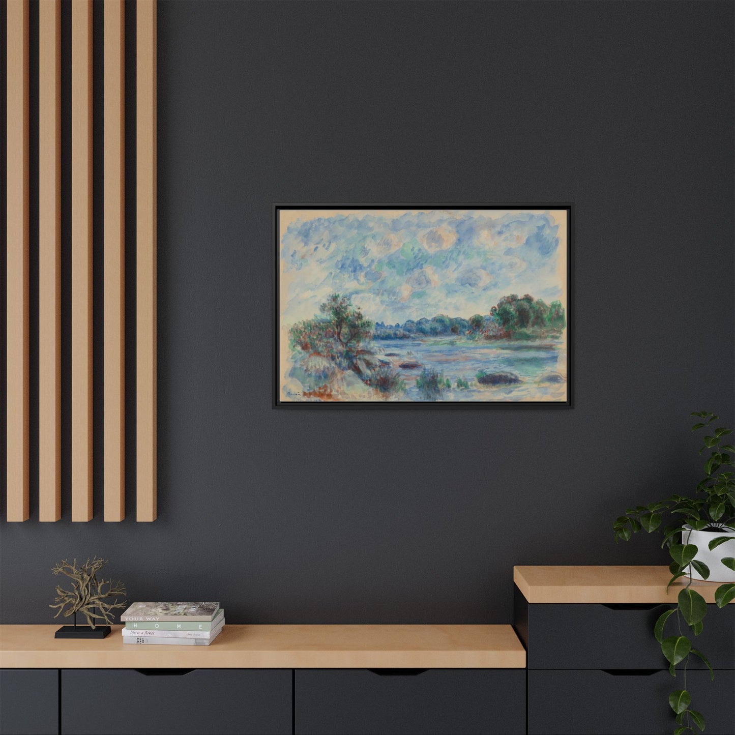 Landscape at Pont Aven - Renoir, Matte Canvas, Black Frame