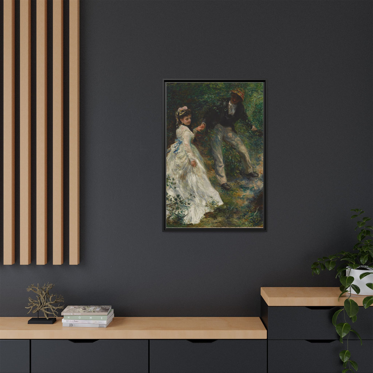 The Promenade - Renoir, Matte Canvas, Black Frame