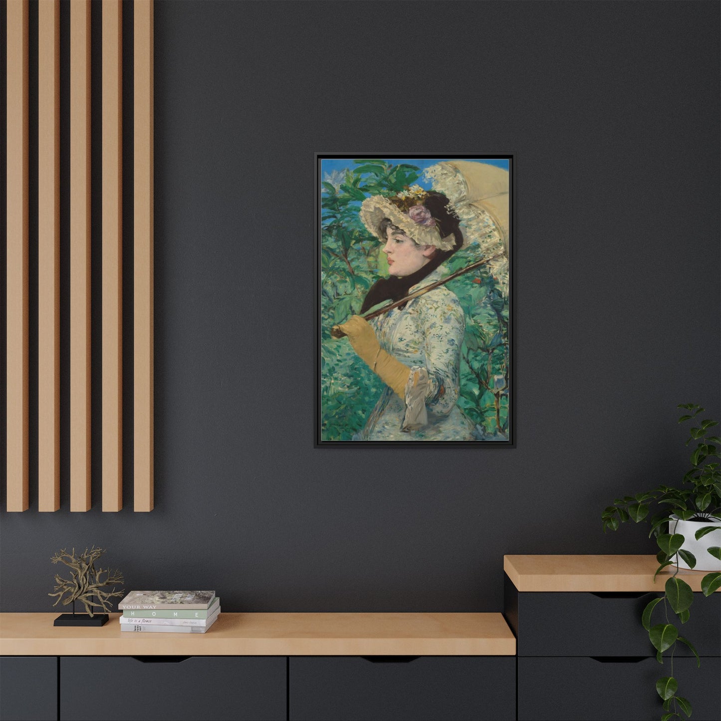 Jeanne (Spring) - Manet, Matte Canvas, Black Frame