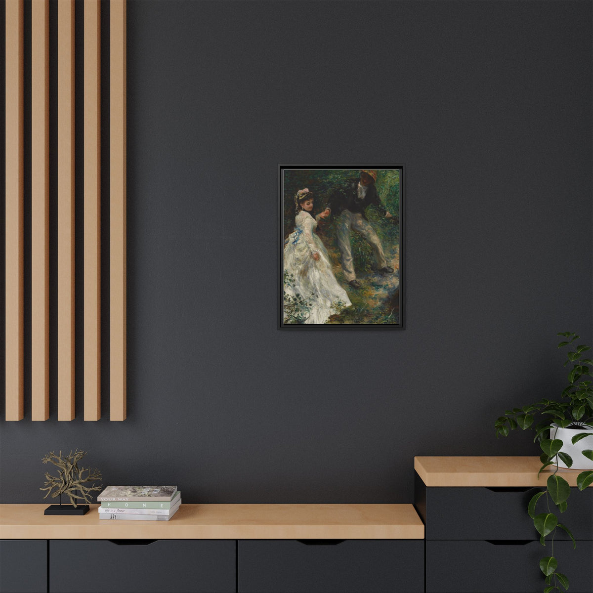 The Promenade - Renoir, Matte Canvas, Black Frame